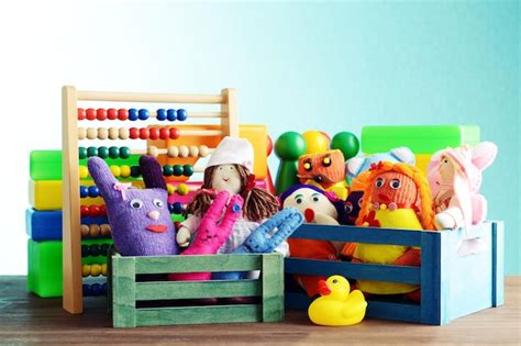 Premium Photo | Pile of toys on blue background