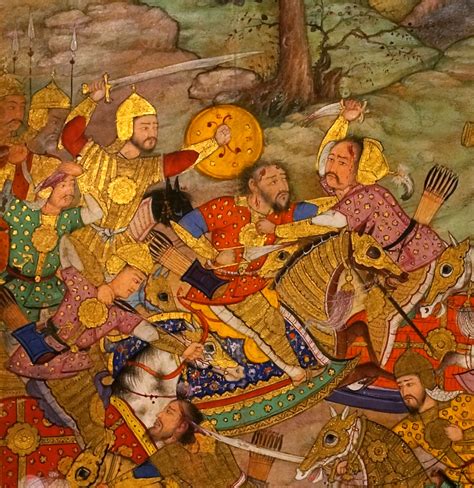 Detail from The battle of Kanua, 1527. A folio from the Baburnama (‘Memoirs of Babur’) By Mahesh ...