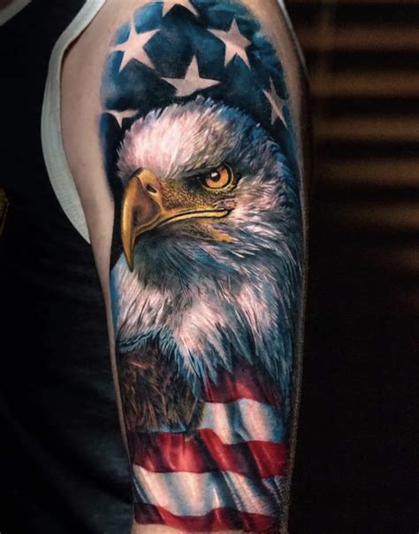 Eagle With American Flag Tattoo