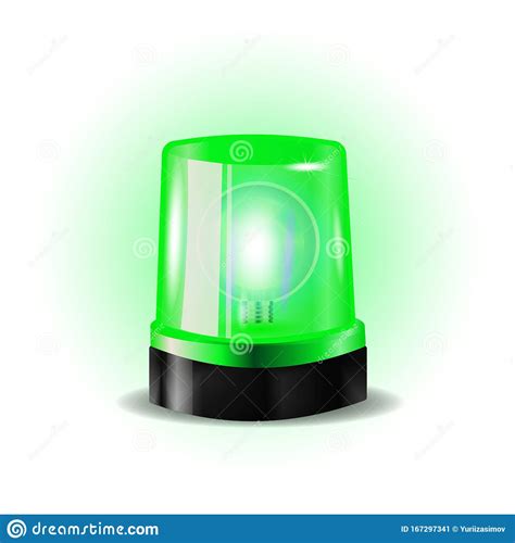 Green Flashers Siren Vector. Realistic Object. Light Effect. Beacon For Police Cars Ambulance ...