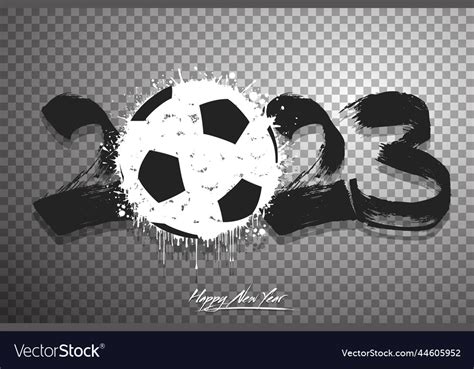 Happy new year 2023 and soccer ball Royalty Free Vector