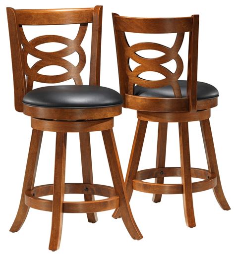 1252 Dark Oak Solid Wood 39" Swivel Counter Stool Set of 2 from Monarch (I 1252) | Coleman Furniture