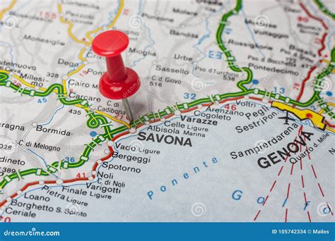 Savona Pinned on a Map of Italy Stock Photo - Image of topography ...