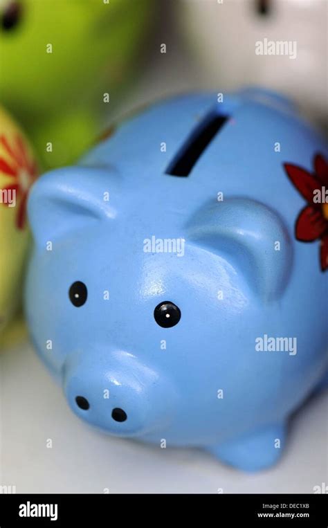 Blue piggy bank Stock Photo - Alamy