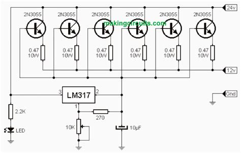 High Current LM317 Variable Power Supply Circuit