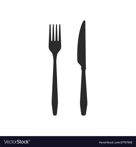 Cutlery knife fork black icons on a white Vector Image