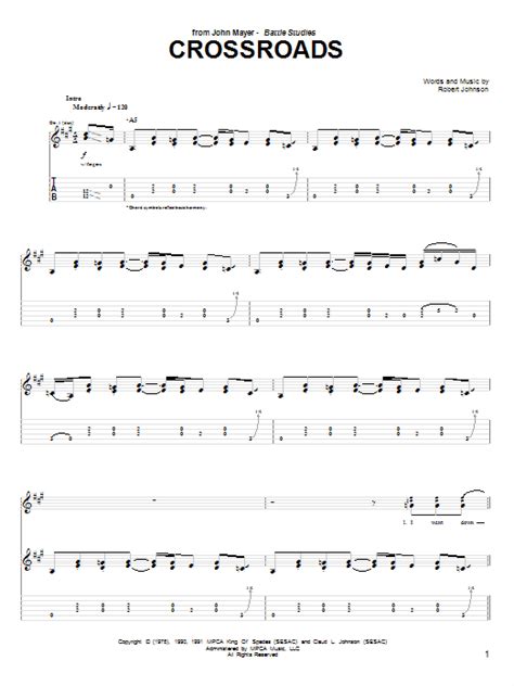 Cross Road Blues (Crossroads) by John Mayer - Guitar Tab - Guitar Instructor