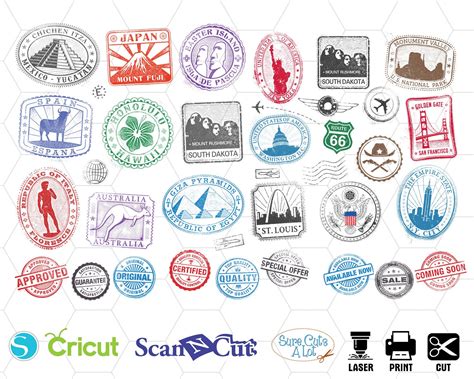 Passport Stamps Svg File Stamp Bundle Svg Passport Icons | Etsy