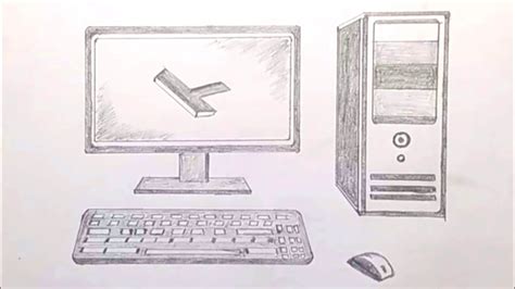 Computer/keyboard/mouse/CPU/PC/monitor drawing in pencil - YouTube