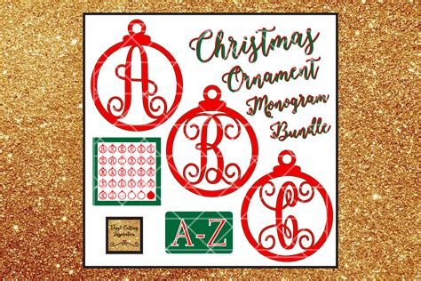 Christmas Svg, Christmas Ornament Svg, Monogram Bundle Svg