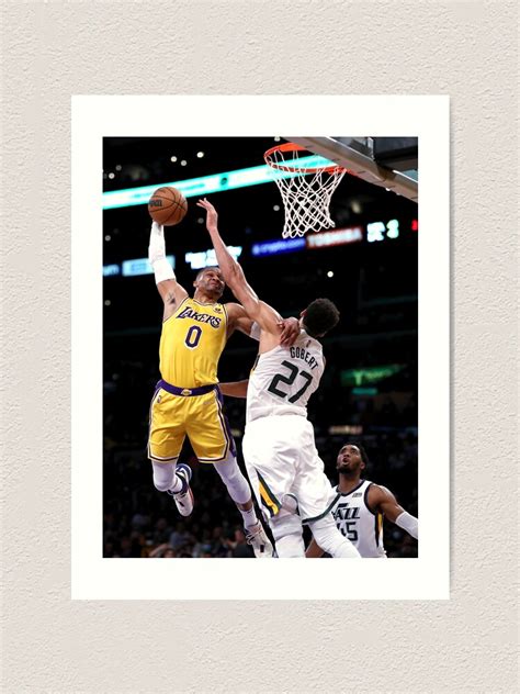 "Russell Westbrook Posterized Dunk Rudy Gobert" Art Print for Sale by ...