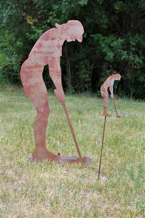 Metal Female Golfer Garden Yard Stake or Stand 9.5 to 35 Inches Tall