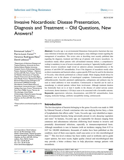 (PDF) Invasive Nocardiosis: Disease Presentation, Diagnosis and ...