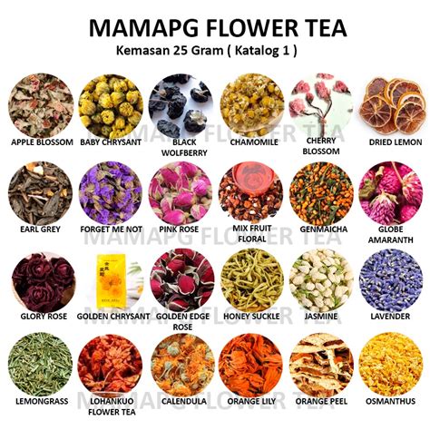 25 GRAM FLOWER TEA / BUNGA TEH / TEH 50 JENIS PALING LENGKAP | Shopee Indonesia