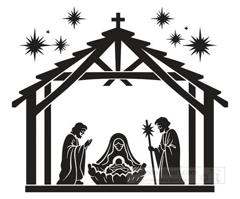 New Clipart-beautiful silhouette of a nativity scene