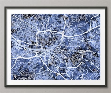 Glasgow Map Scotland Glasgow City Street Map Art Print | Etsy