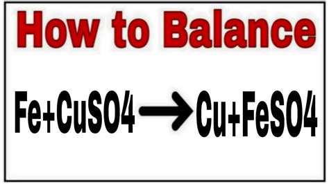 How to balance Fe+CuSo4 =Cu+FeSO4 |Chemical equation Al+CuSO4=Al2(SO4)3+Cu|Al+CuSO4=Al2(SO4)3+Cu ...