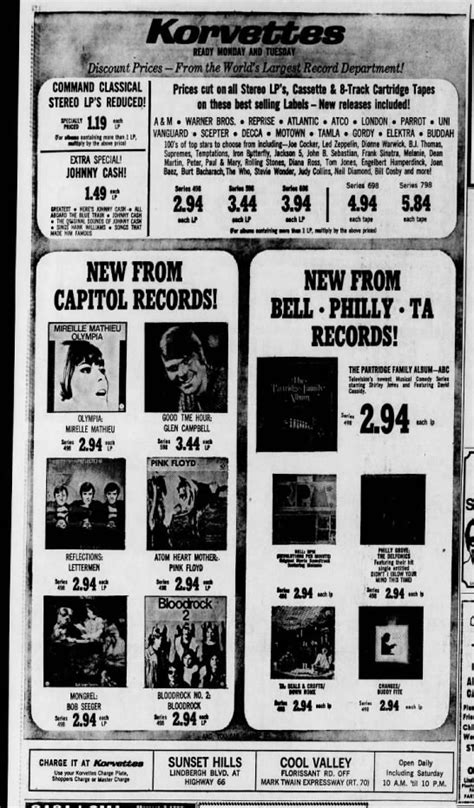 Albums at Korvette's, 1970 | Album, Old newspaper, St louis missouri