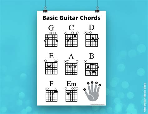 Beginner Guitar, Basic Chords Sheet instant Download Learn to Play ...