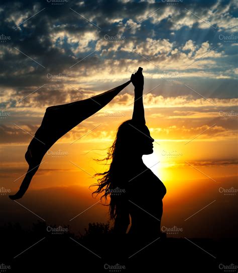 Young girl silhouette and sunset ~ Beauty & Fashion Photos ~ Creative ...