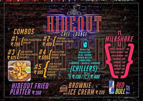 Menu of Hideout Cafe Lounge, Mylapore, Chennai | Dineout discovery