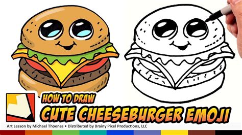 How to Draw Cute Food - Cheesburger - Draw a Cartoon Cheesburger Step ...