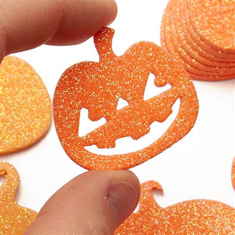 Glitter Halloween Pumpkin Foam Stickers - Paper Crafting - Craft Supplies - Factory Direct Craft