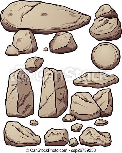 Cartoon boulders. vector clip art illustration with simple gradients. each element on a separate ...