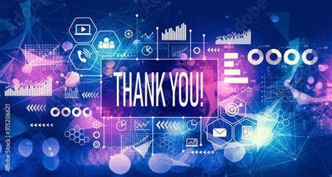 Thank you message with technology blurred abstract light background Stock Illustration | Adobe Stock