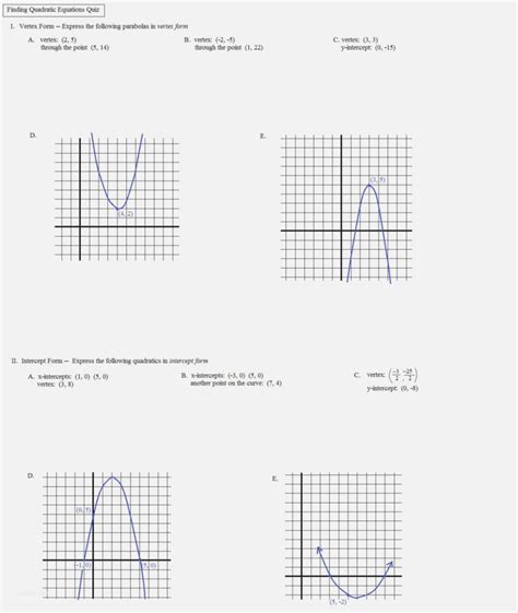 Graphing A Parabola From Vertex Form Worksheet Answers — db-excel.com