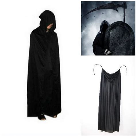 Black Halloween Costume Theater Prop Death Hoody Cloak Devil Long Tippet Cape-in Party DIY ...