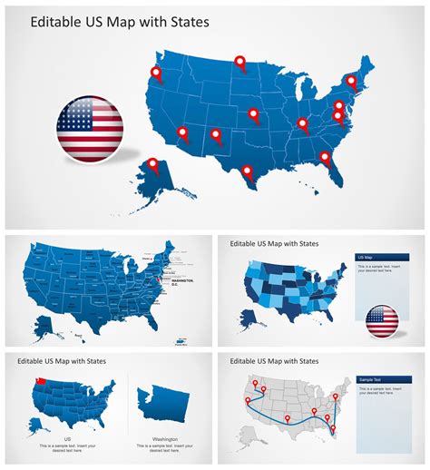 This PowerPoint template provides a complete map of the United States ...