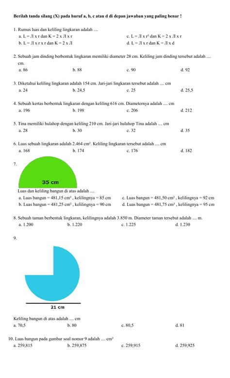 Soal Luas Lingkaran Kelas 6 - Homecare24