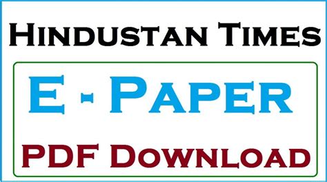 Hindustan Times Epaper PDF Download | Daily HT Epaper Live Free 2024