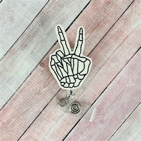 Glow in the Dark Badge Reel Skeleton Peace Sign Badge Reel - Etsy