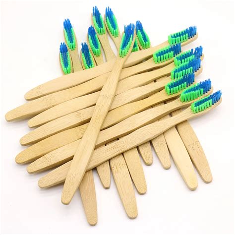 DR.PERFECT 100 Pcs 2 Colors Head Bamboo Toothbrush Wholesale Eco friendly Wooden Bamboo ...