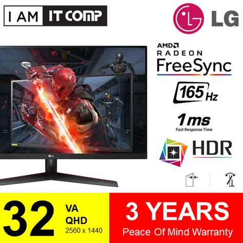 LG 32 Inch 32GN600B / 32GN600-B 16:9 UltraGear™ QHD 165Hz HDR VA Gaming ...