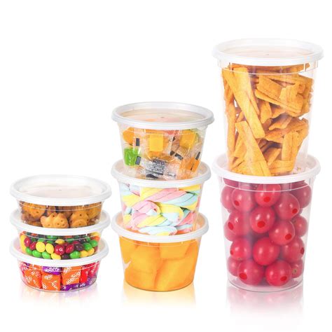 NutriBox [44 Pack] Three Sizes Food Storage Plastic Deli Containers ...