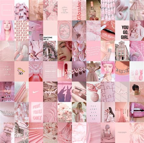 80 PCS Pink Preppy Wall Collage Kit Pastel Pink Poster - Etsy