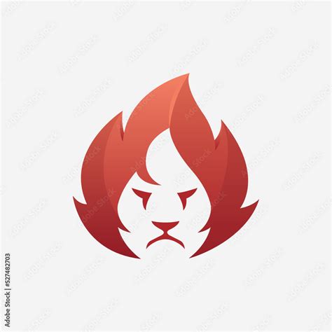 Fire Lion Logo Design Template - Vector File Stock Vector | Adobe Stock