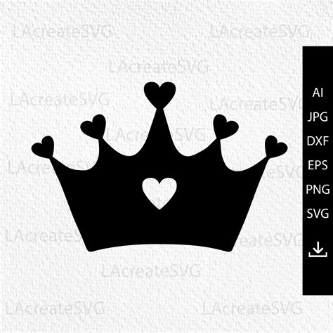 Princess Crown Black And White Clipart Heart