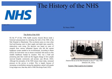 The History of the NHS - The Birth of the NHS On the 5th of July 1948 ...