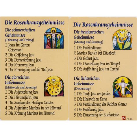 Holy card, Mysteries of the Rosary laminated | online sales on HOLYART.co.uk