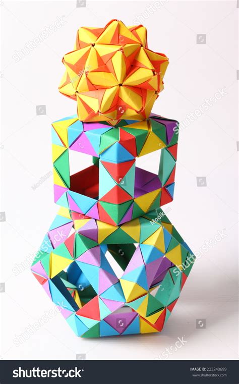 Colorful Geometric Origami Ball Isolated On Stock Photo (Edit Now ...