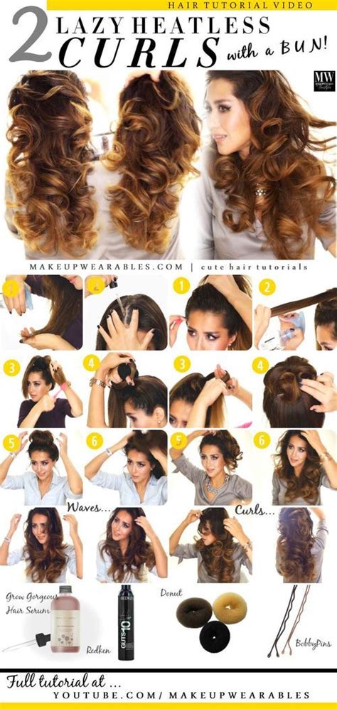 2 Lazy Methods to Curl Your Hair Overnight | Heatless Curls Tutorial | Frisuren, Haar styling ...