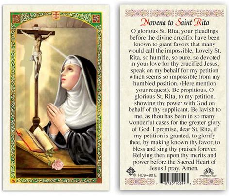 Laminated Prayer Cards "Novena to Saint Rita" — REMEDYVINE