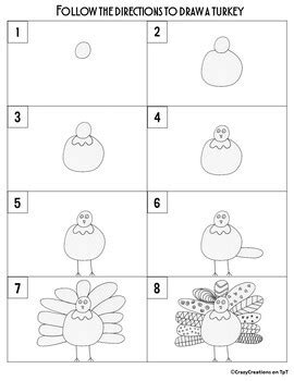 Thanksgiving TURKEY Directed Drawing by CrazyCreations on TpT | TpT