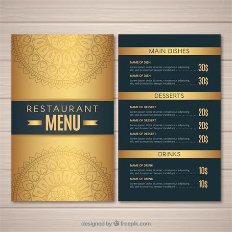 Gold Menu Template