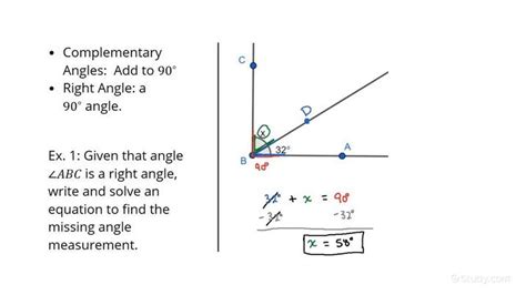 Writing & Solving an Equation Involving Complementary Angles | Algebra ...