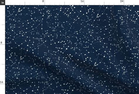 Constellations - white stars - navy blue Fabric | Spoonflower